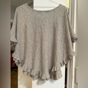 Gray Ruffled Poncho Sweater by Rachel Zoe